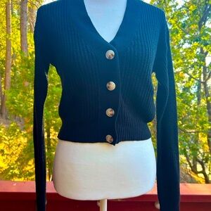 Ambiance Black Cardigan with Button Detail